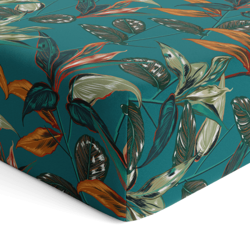 Teal Tropical Plant Jungle Crib Sheet