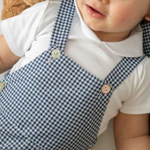 Salopette vichy 100% cotone naturale - Blu