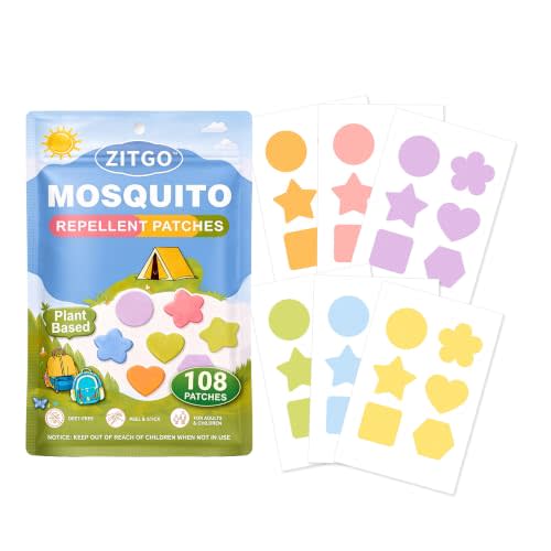 Mosquito Repellent Stickers for Kids & Adults, All-Natural DEET-Free Essential Oil Baby Mosquito Patches, Plant-Based Bug Repellent Stickers, Summer Essentials for Camping & Hiking, 108 Count