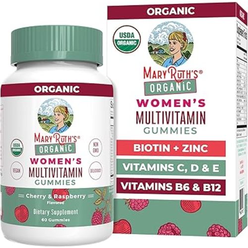 MARYRUTH'S Multivitamin Gummies for Women Ages 14+ | Immune Support | Hair & Skin Health | Reproductive Health | Vitamin A C D E B6 B12 Biotin Zinc Iodine | Organic | Vegan | Non-GMO | 60 Count