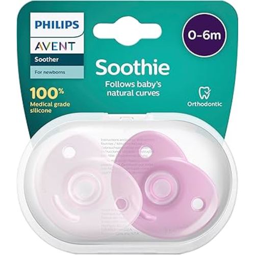 Philips AVENT Soothie, 0-6 Months, Pink, 2-Pack, SCF099/22