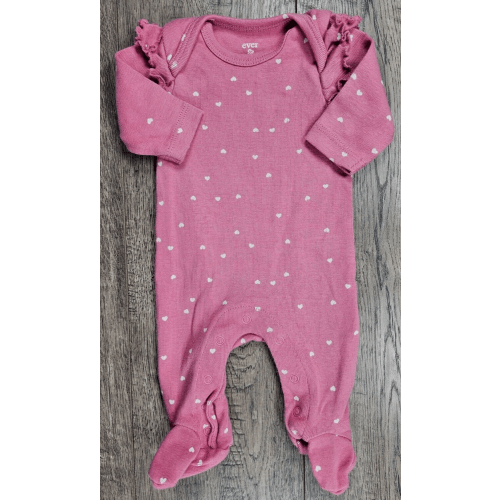 Baby Girl Clothes Ever & Ever Preemie Dusty Rose Heart Footed Outfit