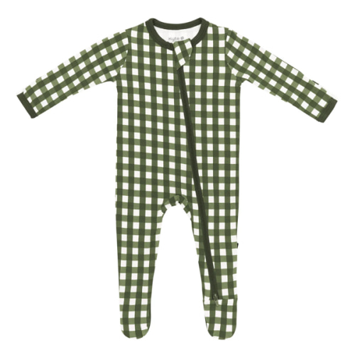 Zippered Footie in Gingham Fir