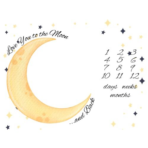 Baby Milestone Blanket with Love You To The Moon & Back for Shower Gift - Includes Days, Weeks & Months Tracking - Girl Baby Blanket, Baby Blanket Boys, Weekly Growth Tracker, Baby Blanket