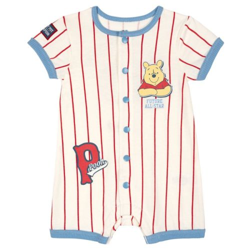 Disney Winnie the Pooh Baby Boys' Printed Short Sleeve Jersey Coverall with Snap Closure Light Blue 0-3 Months