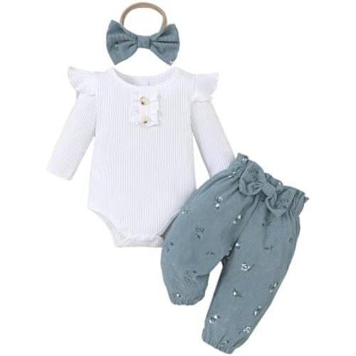 Yvowming Baby Girl Clothes Ruffle Romper Pants Set Infant Girl Outfits