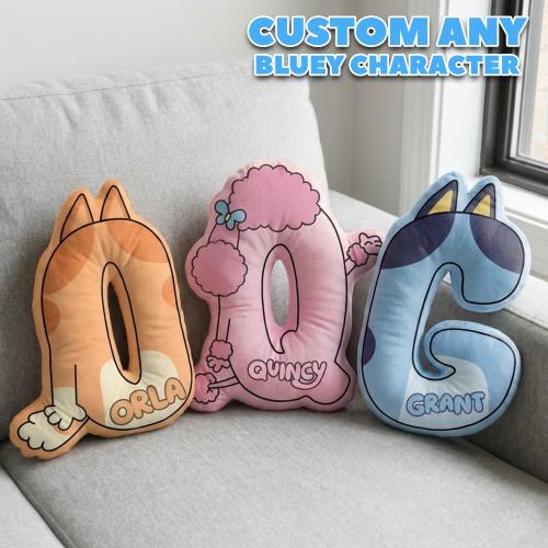 Personalized Blue Dog Letter Pillow, Custom Blue Dog Name Pillow, Kids Cartoon Pillow Gift for Boy or Girl, Baby Shower Decor