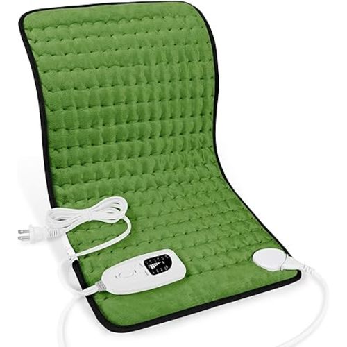 Deepsoon Heating Pad,Electric Heating Pads for Back,Neck,Moist Heating Pad for Abdomen Shoulder Knee Legs,Dry/Moist Heat&Auto Shut Off,Fathers Day Dad Gifts for Men Birthday,Green Black,24x12 Inch