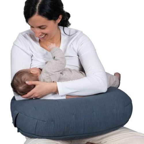 Boppy Luxe Nursing Pillow - Slate Blue Solid Muslin