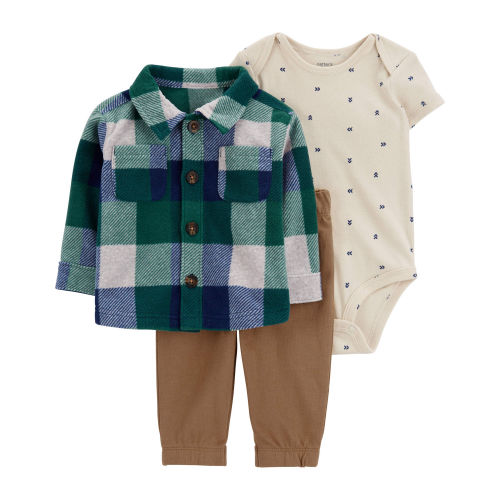Baby 3-Piece Plaid Fleece Little Jacket Set - Carter's | Carter's
