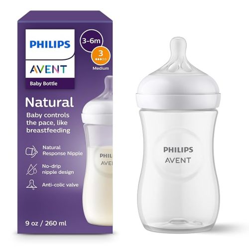 Philips Avent Natural Baby Bottles, Medium Flow, 9 oz, BPA-Free, 1-Pack