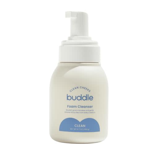 Buddle Clean Cheeks Baby Micellar No-Rinse Foam Cleanser with Chamomile, Witch Hazel, Arnica Montana, Skin Barrier Supporting and Gentle for Sensitive Skin, Paraben & Fragrance Free, 6.7oz