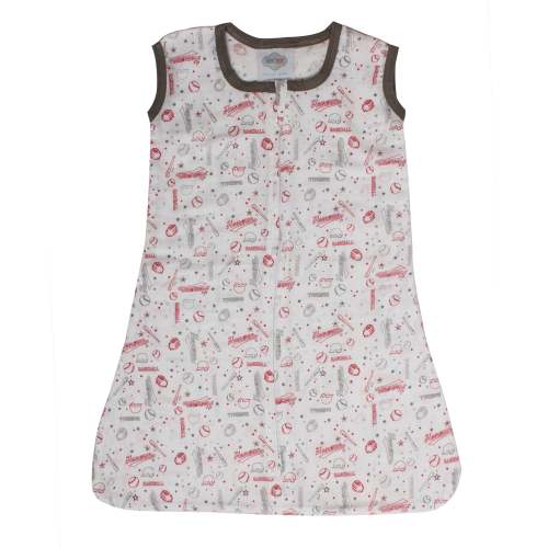Bacati - Baseball Cotton Muslin Wearable Blanket Red Grey