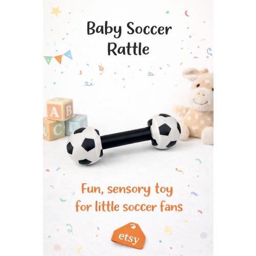 Baby Soccer Rattle, Football Rattle, Sensory Toy