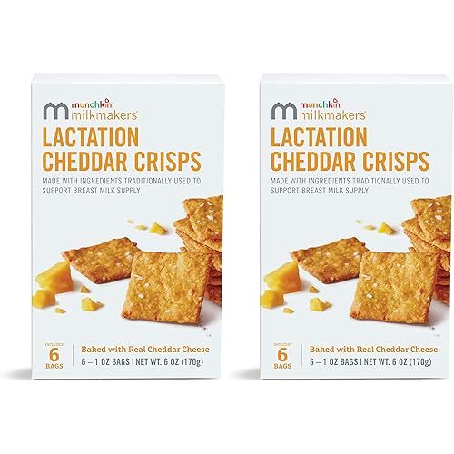 Munchkin® Milkmakers® Lactation Cheddar Crisps for Breastfeeding Moms with Oats and Flax, 6 Count (Pack of 2)