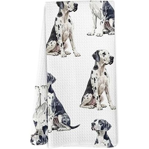 Great Dane Dog Kitchen Dish Towels, Great Dane Gifts for Women Hand Towels for Bathroom Kitchen Decor, Dog Lovers Mom Owner Gifts for Women, 16x24 Inches