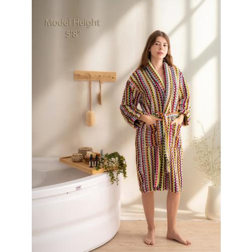 Rainbow Turkish Cotton Bathrobe: Plush Handwoven Spa Robe
