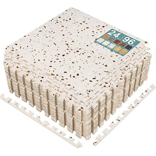 Sorbus Wood Grain Floor Tiles Foam Mat EVA Interlocking Mats Tile 3/8-Inch Thick Flooring Wood Puzzle Exercise Mats w/Borders - Home Playroom Basement, Apartment, Trade Show, Baby, Dance