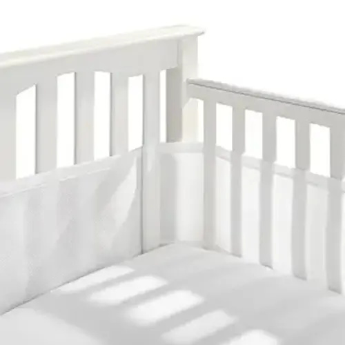BreathableBaby Breathable Mesh Liner for Full-Size Cribs, Classic 3mm Mesh, White (Size 4FS Covers 3 or 4 Sides)