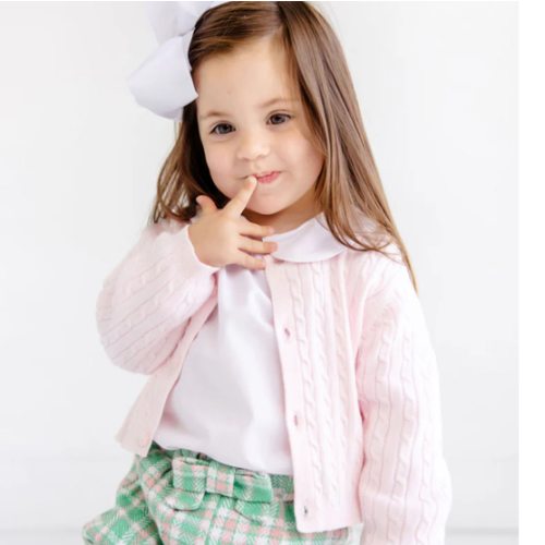 Cambridge Cable Knit Cardigan - Palm Beach Pink