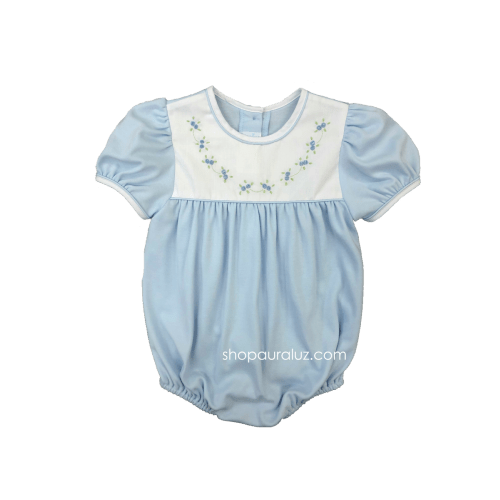 Auraluz Knit Girl Bubble..Blue with embroidered tiny buds – AURALUZ