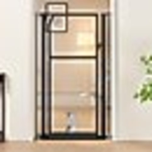 UNIPAWS Pressure Mountd Transparent Cat & Dog Gate, 56-in, Black - Chewy.com