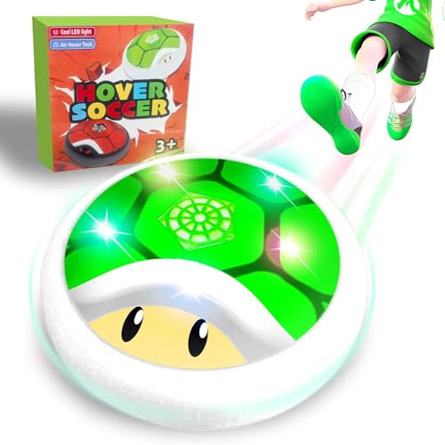 Glckpa Hover Soccer Ball for Kids, Indoor Air Power Soccer Toy with LED Lights and Soft Foam Bumper, Turtle Shell Design, Indoor Floating Football Sport Games for Boys Ages 3-12
