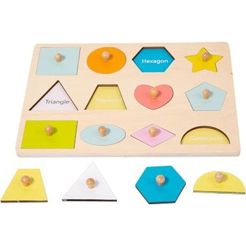 Adena Montessori Wooden Cognition Knob Puzzles Toddler Development Toy