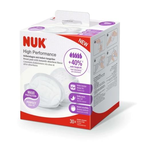 NUK High Performance Breast Pads – Soft, Secure, Highly Absorbent Breastfeeding Pads – Dimples