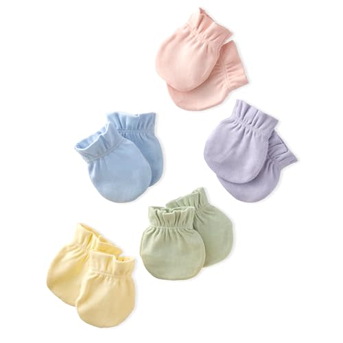 Morgan 5-Pack Baby Mittens 100% Organic Cotton No Scratch Mittens for Newborn Baby Boys & Girls​
