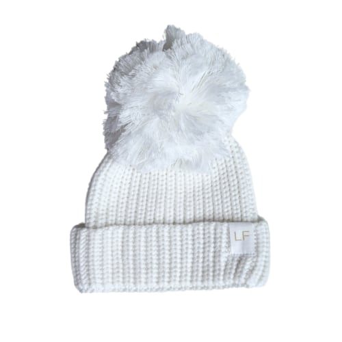 Knitted Pom Beanie | Milk – Little and Fern