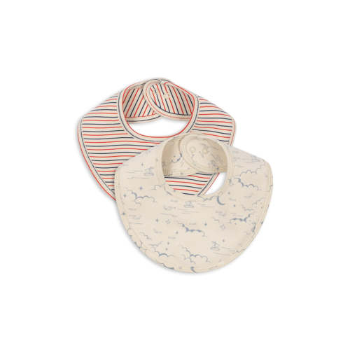 BASIC 2 PACK BIBS - stripe tricolore petit/cielo marino