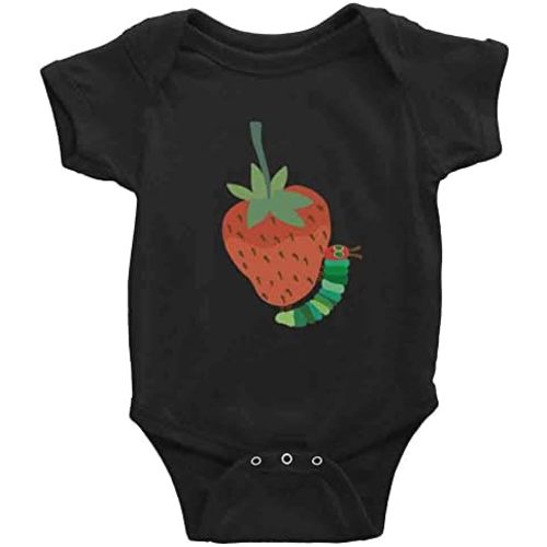 Hungry Worm Caterpillar with Strawberry Cute Bodysuit Toddler Romper Unisex Baby Short Sleeve