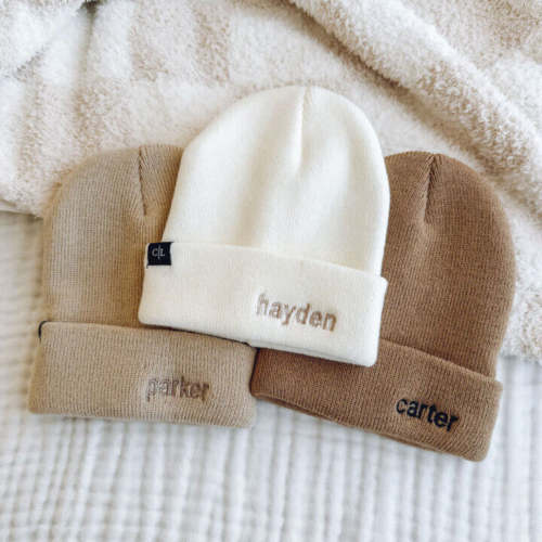 Embroidered Knit Baby Beanie