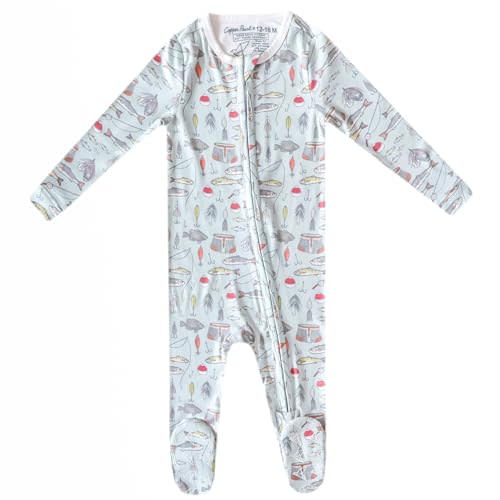 Copper Pearl Zip-Up Footie Baby Pajamas: Ultra-Soft Boys Pajamas and Girls Pajamas, Premium Knit Fabric in Stylish Prints, Tag-Free with Two-Way Zipper, Sized Newborn to 24 Months, Trout