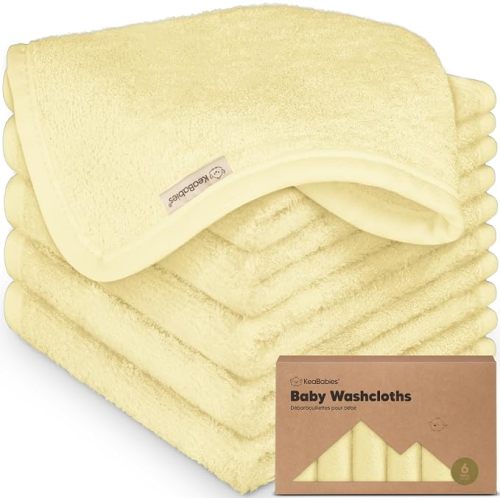 6-Pack Baby Washcloths, Soft Absorbent Washcloths for Face, Body (Sunshine) | Viscose from Bamboo Washcloths, Baby Towels, Newborn, Kids, Toddlers, Infant, Gentle on Sensitive Skin, 10x10, Reusable