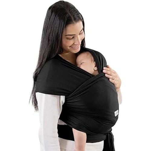 Comfy Cubs Baby Wrap Carrier - Soft & Secure Fit Cotton Blend Baby Carrier Newborn to Toddler - Hands-Free & Lightweight Infant Wrap - Adjustable, One Size Fits All Toddler Sling - Black