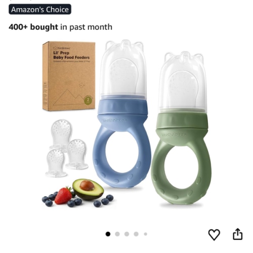 KeaBabies 2-Pack Prep Baby Food Feeder, BPA-Free Silicone Baby Fruit Feeder for Teething, 6-12 Months BLW Feeding Essentials (Roseate)