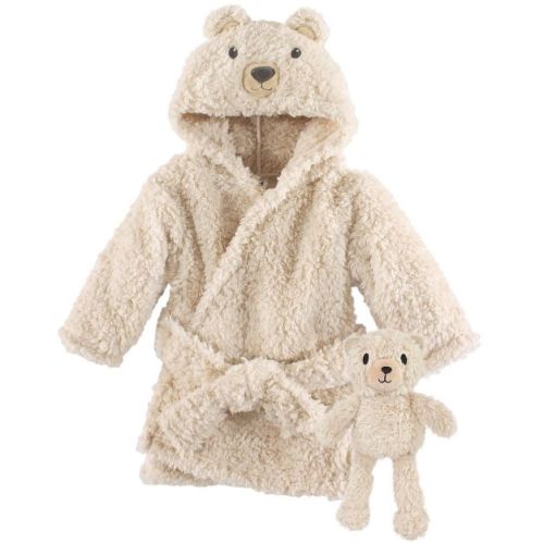 Hudson Baby Plush Bathrobe and Toy Set, Cozy Bear, One Size