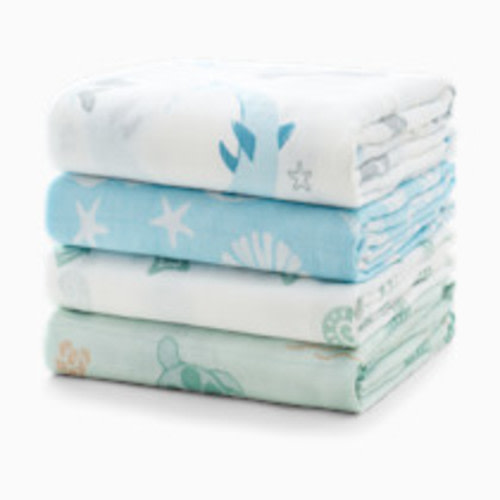 Momcozy Muslin Swaddle Blanket (4 Pack) - Ocean Pixie Dream