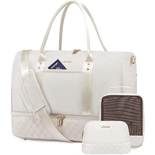 LOVEVOOK Travel Bag,Weekender Bag for Women Travel Duffle Bag with Shoe Compartment,Carry on Overnight Bag with Wet Pocket,Gym Yoga Duffel Bag,Hospital Bags for Labor and Delivery,3 Pcs Set