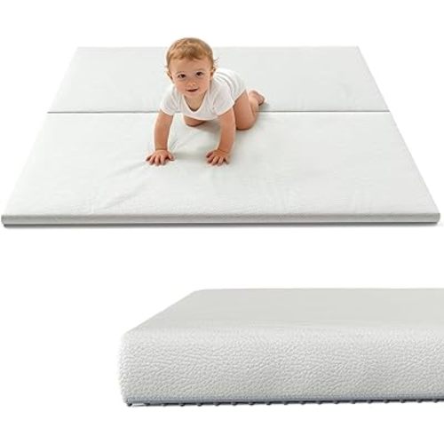 Foldable Baby Play Mat 50x50 inch, Extra Thick 1.3‘’ Waterproof Floor Mat for Crawling, Non-Toxic Large Activity Mat with Machine Washable Cover for Toddlers Infants Boys Girls