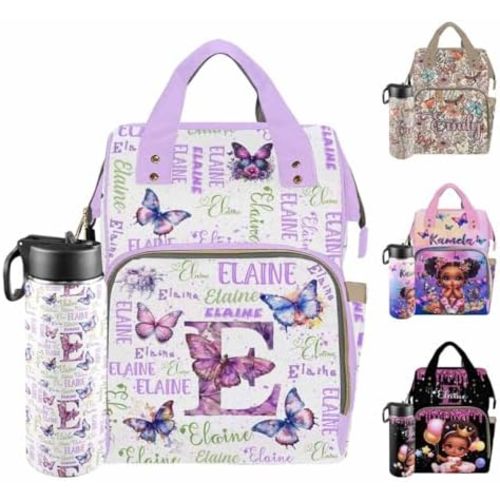 Custom Diaper Bags for Baby Girl Boys Personalized Name Backpacks Maternity Bag Monogram Nappy Backpack with Thermal Pockets for Adults Kids Travel Mommy Bag Waterproof Diaper Bag Customized Gift