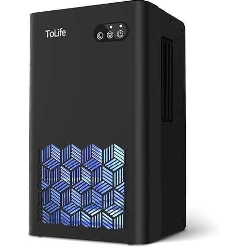 ToLife Dehumidifier for Home, 1000 sq.ft Dehumidifiers for Basement Bedroom Bathroom with 95 OZ Water Tank, Auto Shut Off 7 Colors LED Light, Black