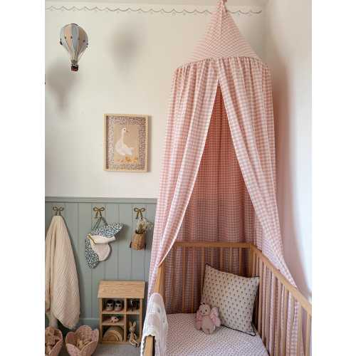 Blossom Pink Gingham Bed Canopy – Kids Play Tent Den