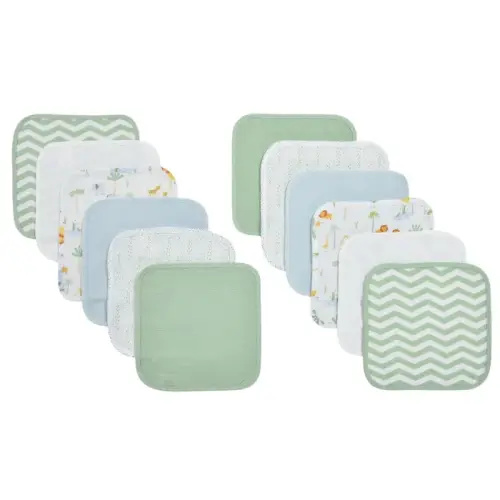 4Baby Wash Cloth Safari Scene 12 Pack | Baby Bunting AU