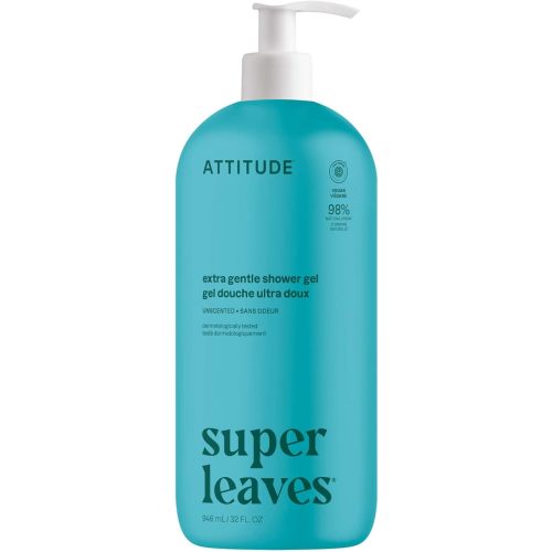 ATTITUDE Body Wash, EWG Verified Shower Gel, Dermatologically Tested, Plant and Mineral-Based, Vegan Personal Care Products, Extra Gentle, Unscented, 32 Fl Oz