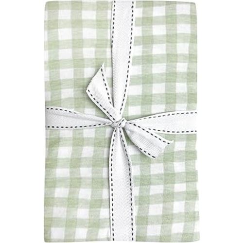 Frankie Fitted Crib Sheet 100% Organic Cotton for Baby & Toddler Mattress, Breathable for Boys & Girls, Sage Check, One Size