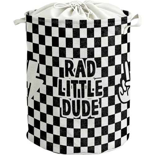 Rad Little Dude - Cesta de lavandería a cuadros para baño