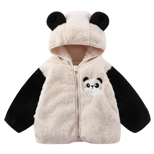 Mokitoni Baby Boy Winter Fleece Coat Toddler Girl Jacket Infant With Hood Panda Outerwear